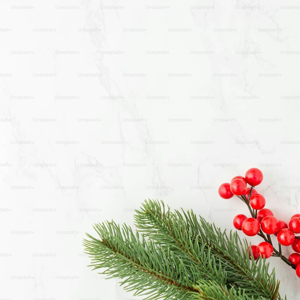 Berry & Pine Pick — 14" foam berry, pvc pine