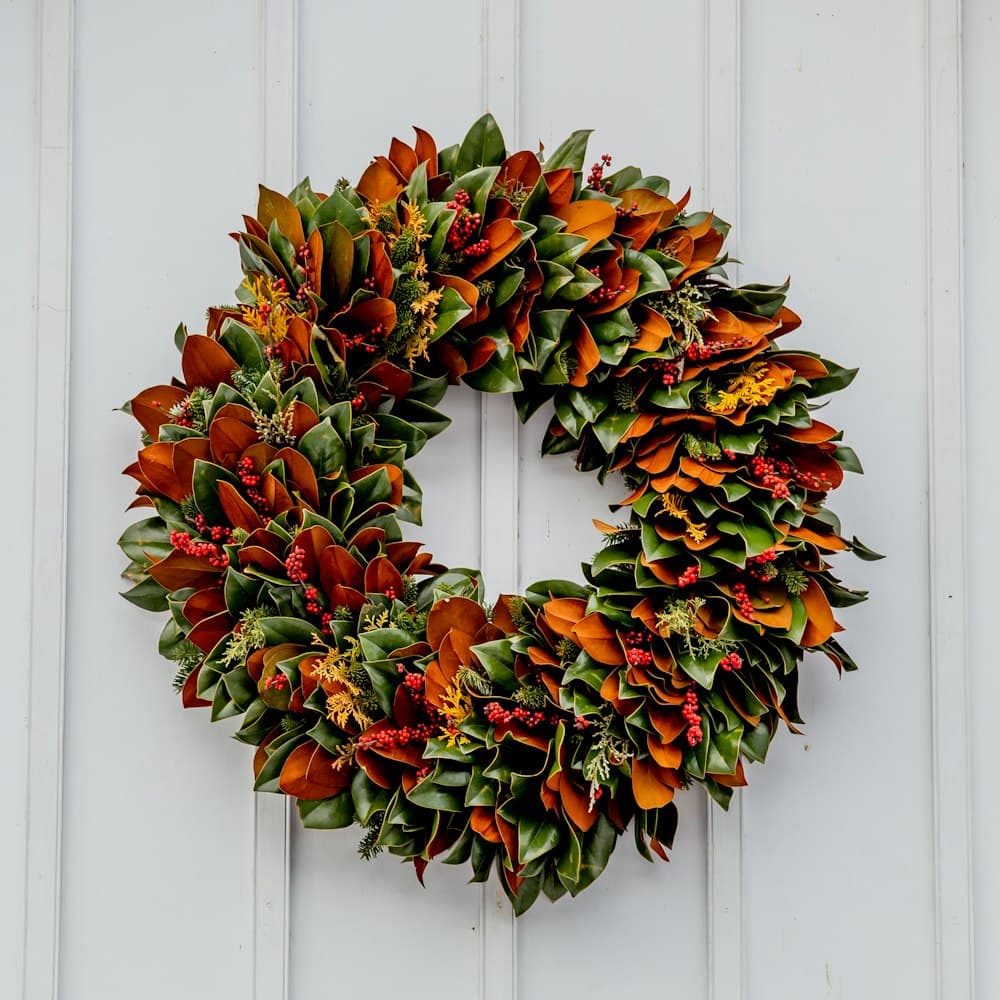 Harvest Berry Wreath 24" — 24" dia foam berry on grapevine