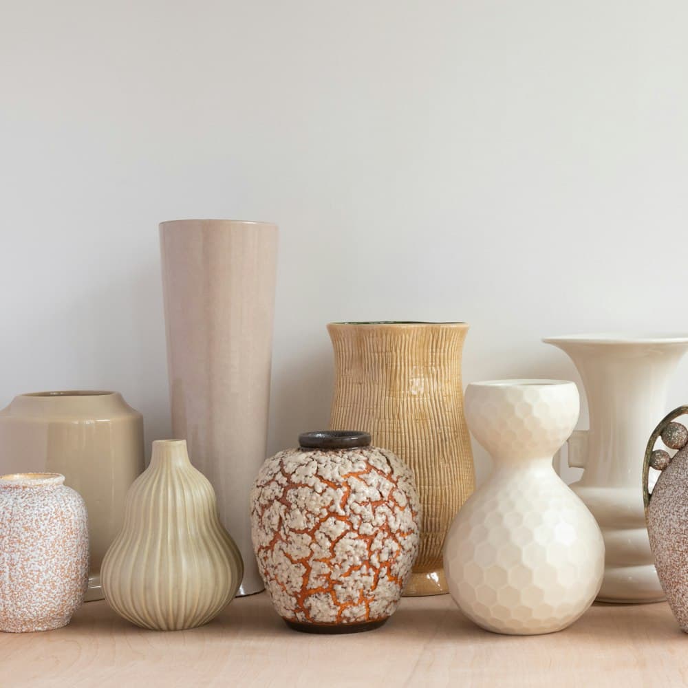 Ribbed Stoneware Vessel — 9" glazed ceramic