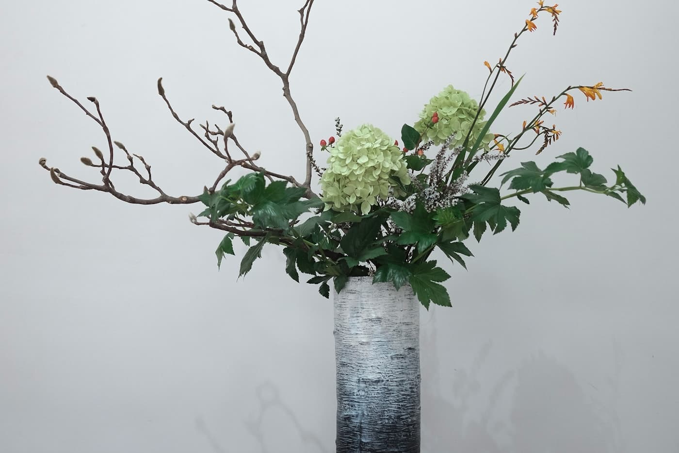 Seasonal arrangement styled on a table